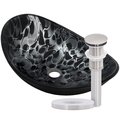Novatto TARTARUGA Oval Glass Vessel Bathroom Sink Set, Brushed Nickel NOHP-G012-8031BN